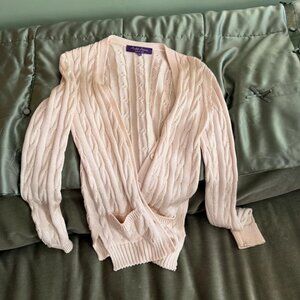 Ralph Lauren Purple Label Cable Knit Cardigan XS Cream Made in Italy. Silk.
